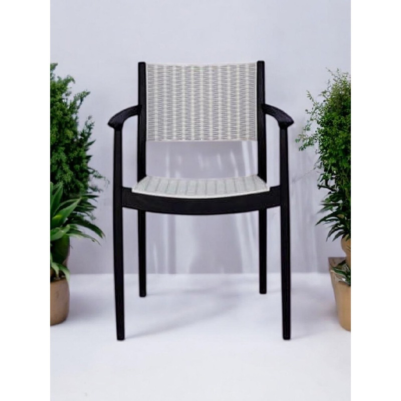 طقم جلوس خارجي, 5 قطع, أبيض/بني - KM-EG159-91