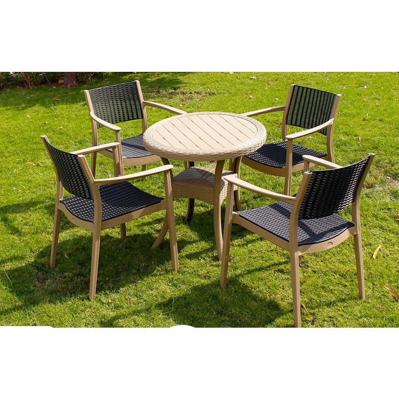 طقم جلوس خارجي, 5 قطع, أسود/بيج - KM-EG159-93