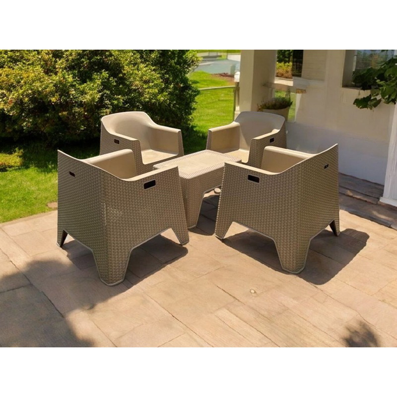 طقم جلوس خارجي, 5 قطع, بيج - KM-EG159-96