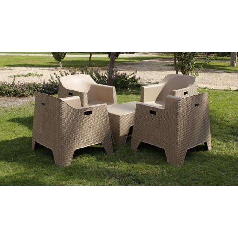 طقم جلوس خارجي, 5 قطع, بيج - KM-EG159-96