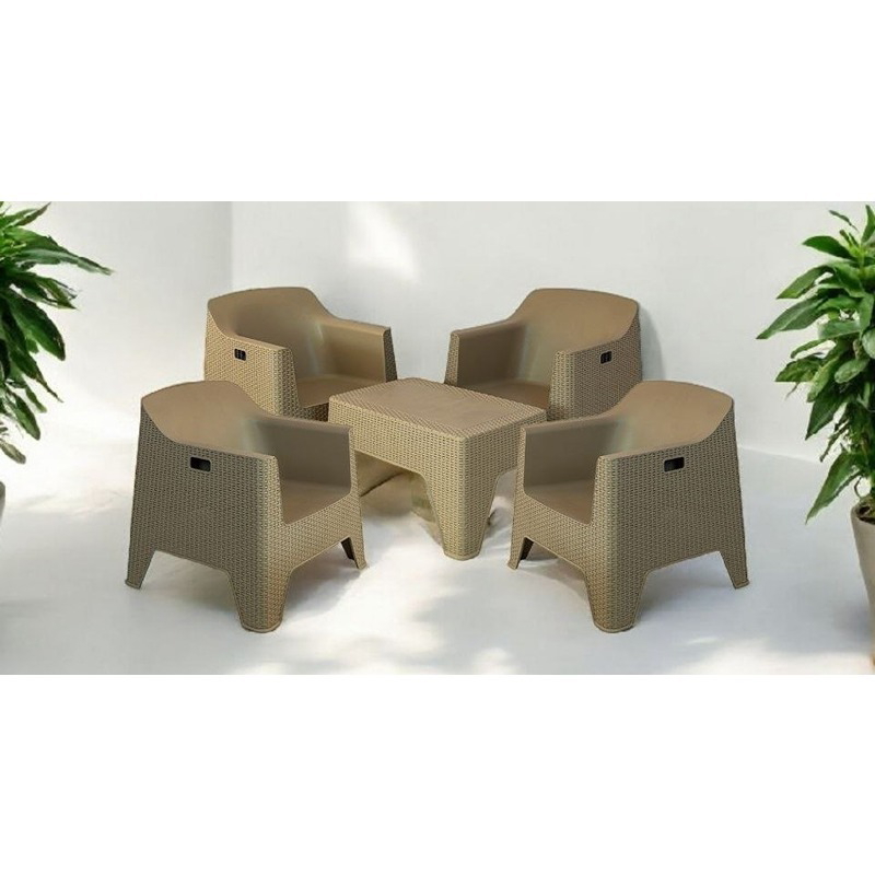 طقم جلوس خارجي, 5 قطع, بيج - KM-EG159-96