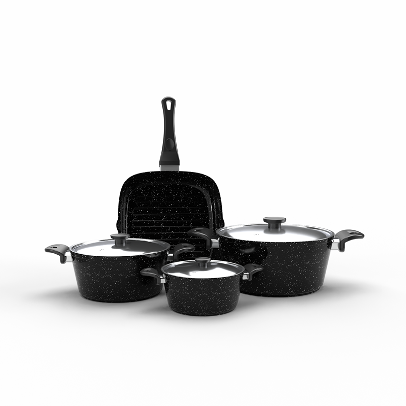 Granite Cookware Set 7 pcs, Multiple color - KM-EG163-86