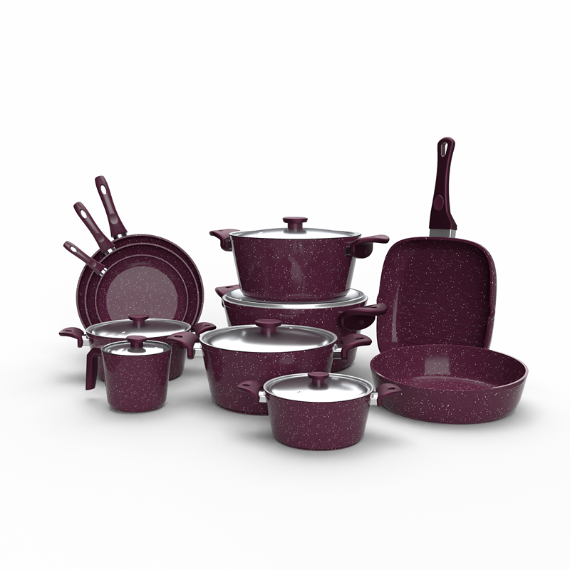 Granite Cookware Set 17 pcs, Multiple color - KM-EG163-90