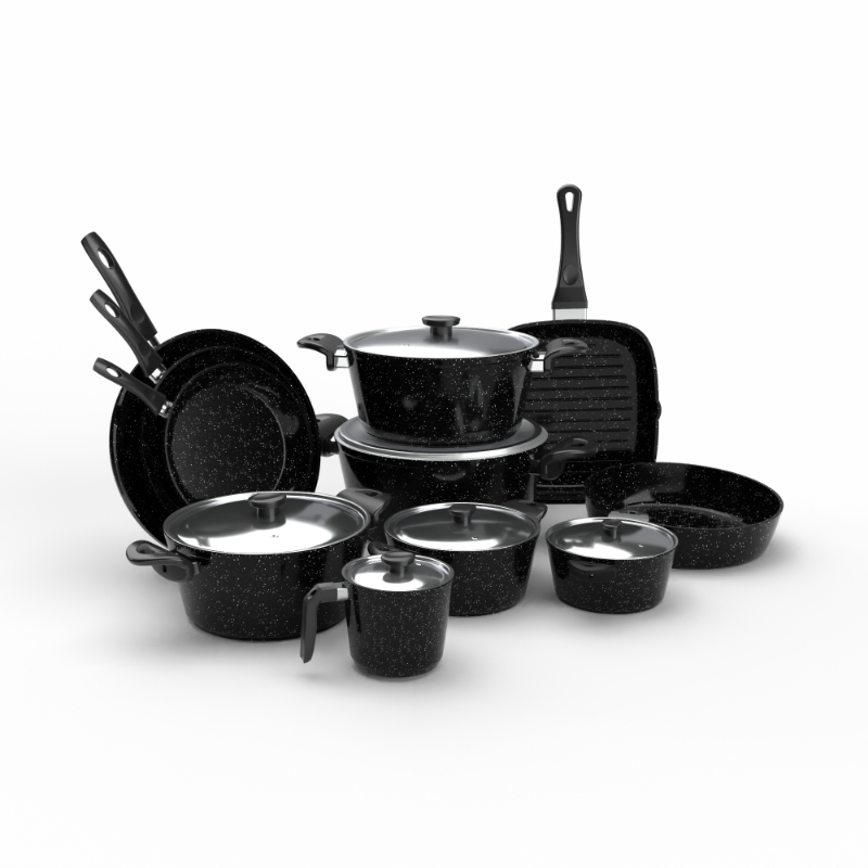 Granite Cookware Set 17 pcs, Multiple color - KM-EG163-90