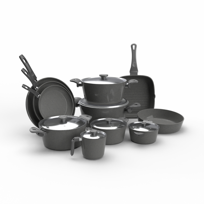 Granite Cookware Set 17 pcs, Multiple color - KM-EG163-90