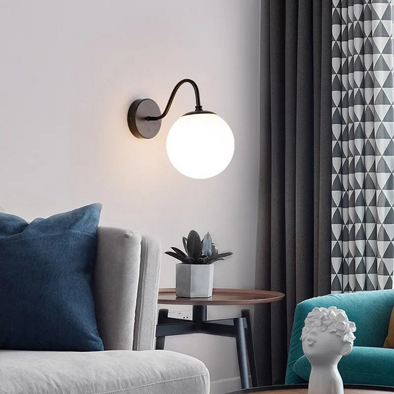 Wall Lamp, 15 cm, Black/White - KM-EG6-242
