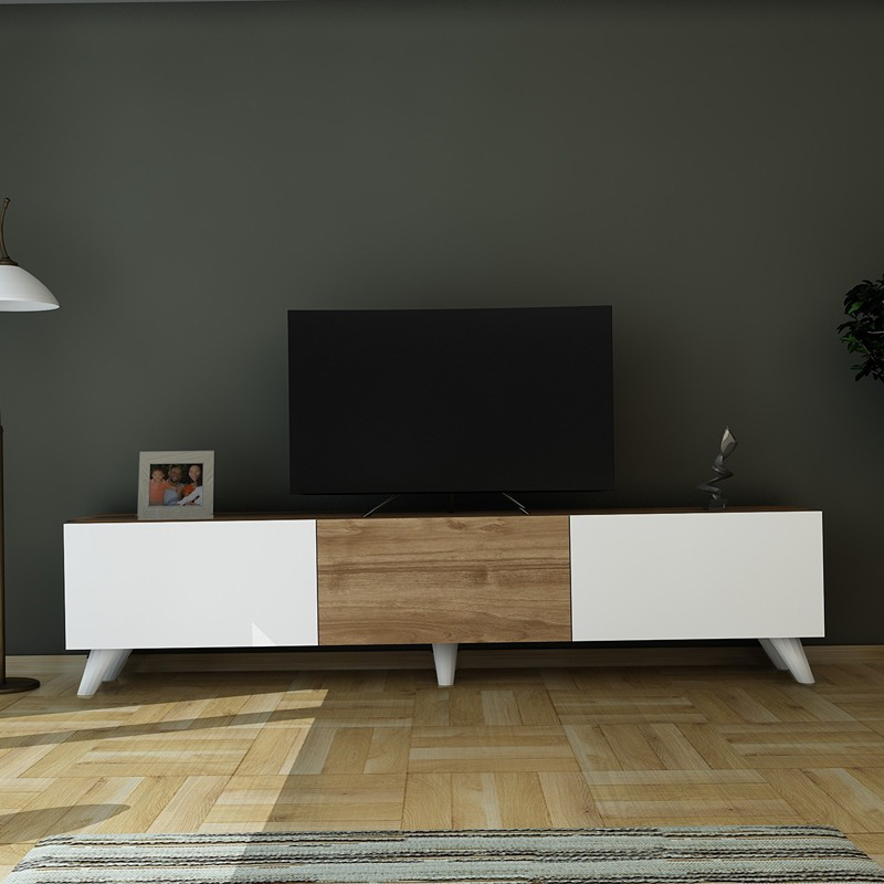 Tv unit, 170 cm, White/wood - KM-EG7-111