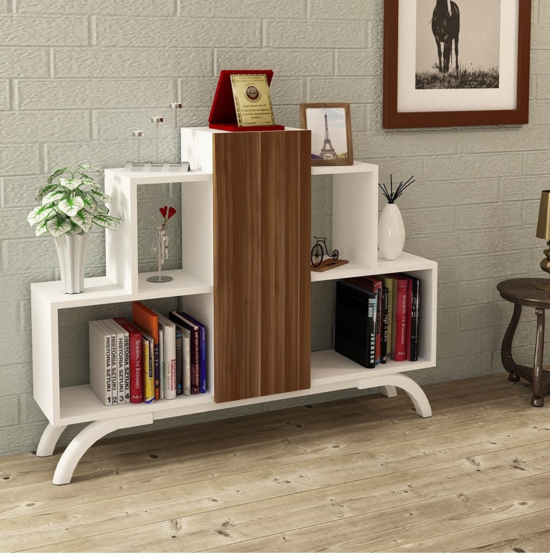 Bookcase, 95 cm, White/wood - KM-EG7-158