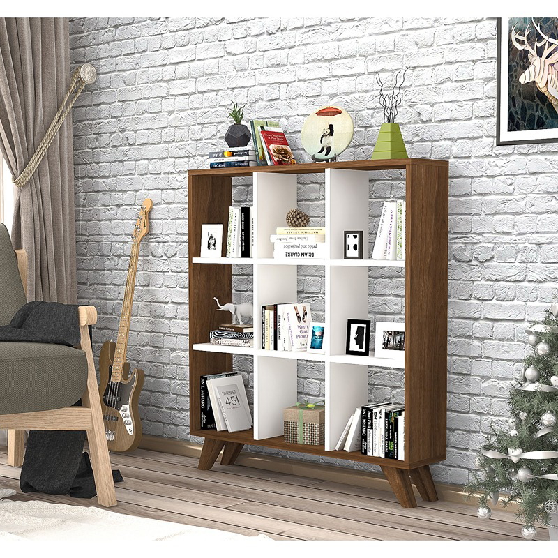 Bookcase, 100 cm, White/wood - KM-EG7-159