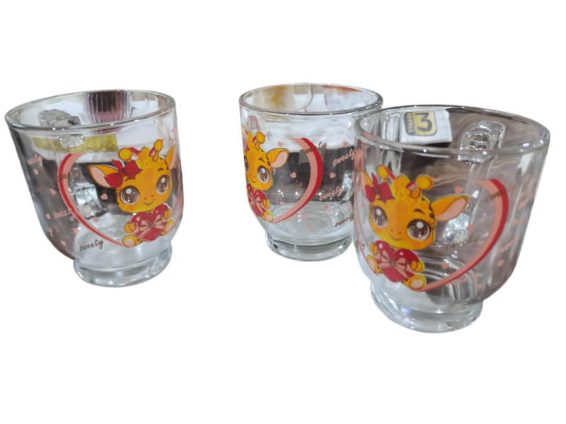 طقم مجات شاي أورلاندو مع طباعة, 3 قطع, شفاف - KM-EG126-33