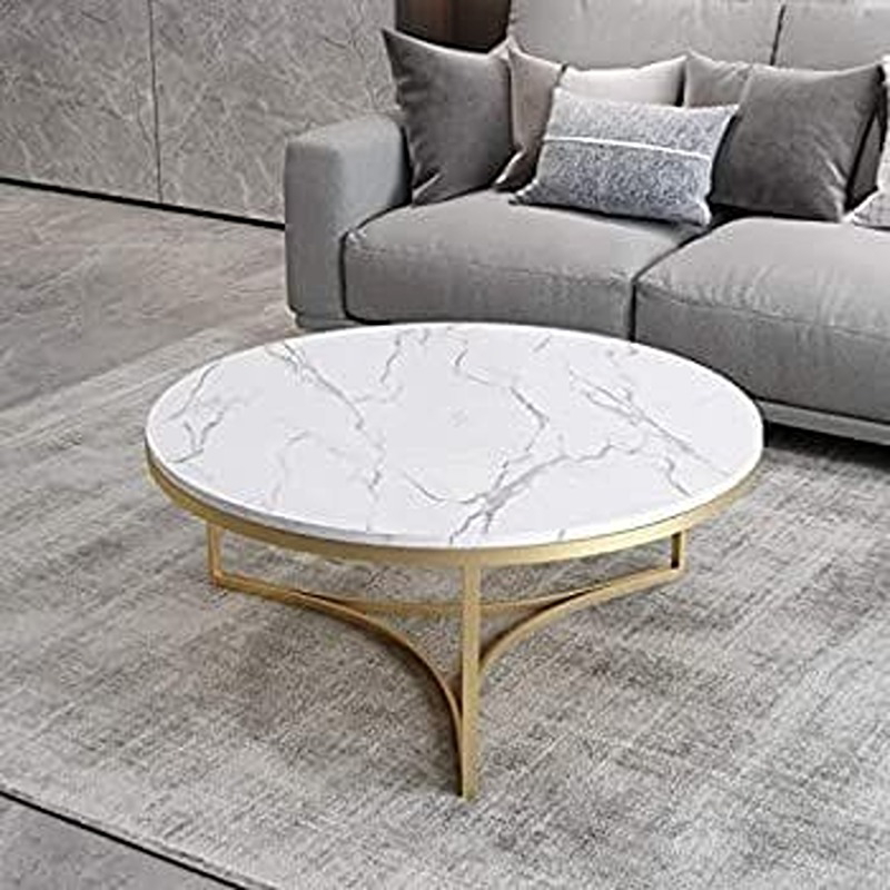 Coffee Table, 75 cm, Marble White/Gold - KM-EG115-45