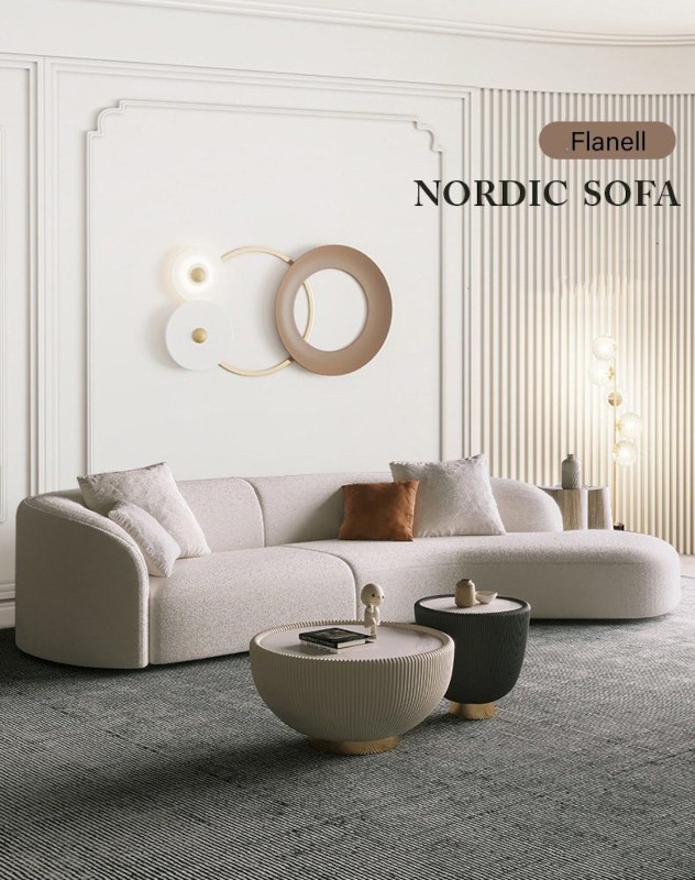 Curved Sofa, 280 cm, White - KM-EG129-16