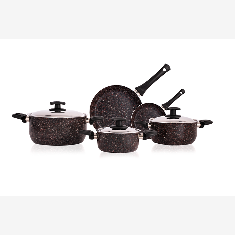 Cooking Pots Set, 8 Pcs,  Black - KM-EG64-52