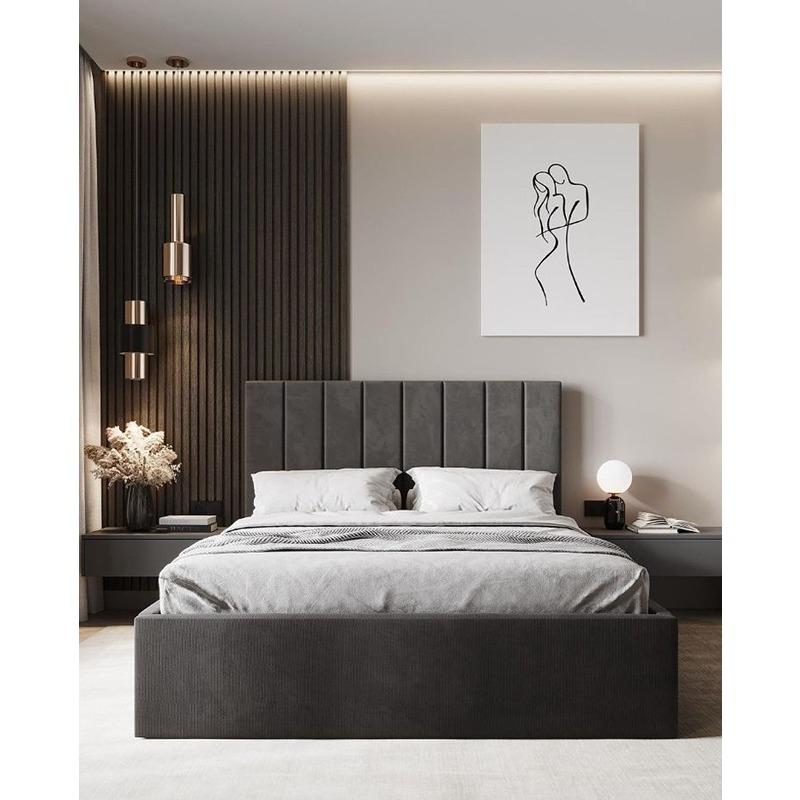 Bed, 160 cm, Dark Grey - KM-EG152-65