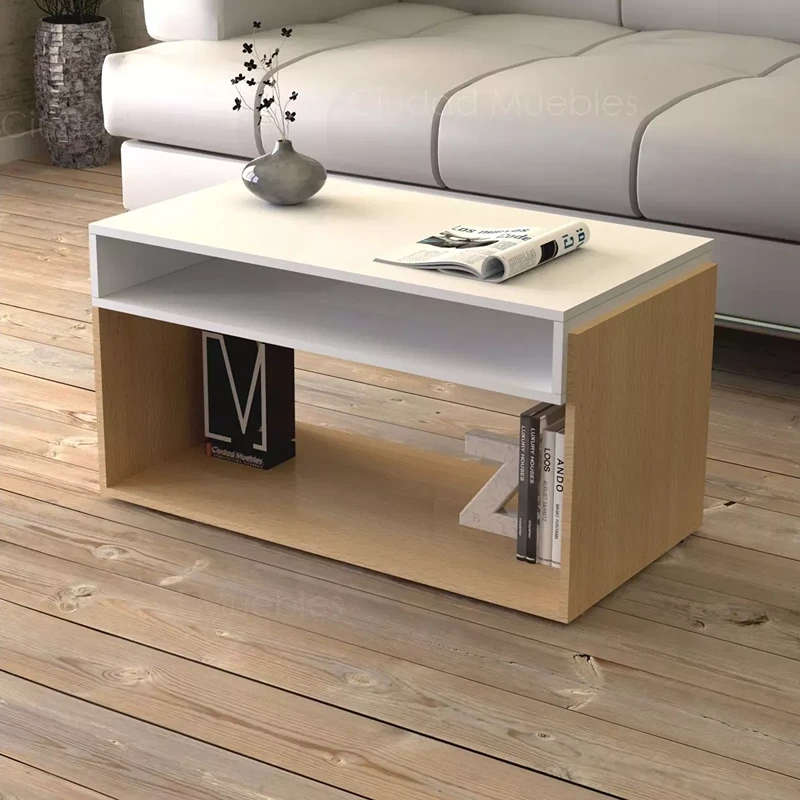 Coffee Table, 70 cm, White/Wood - KM-EG167-36