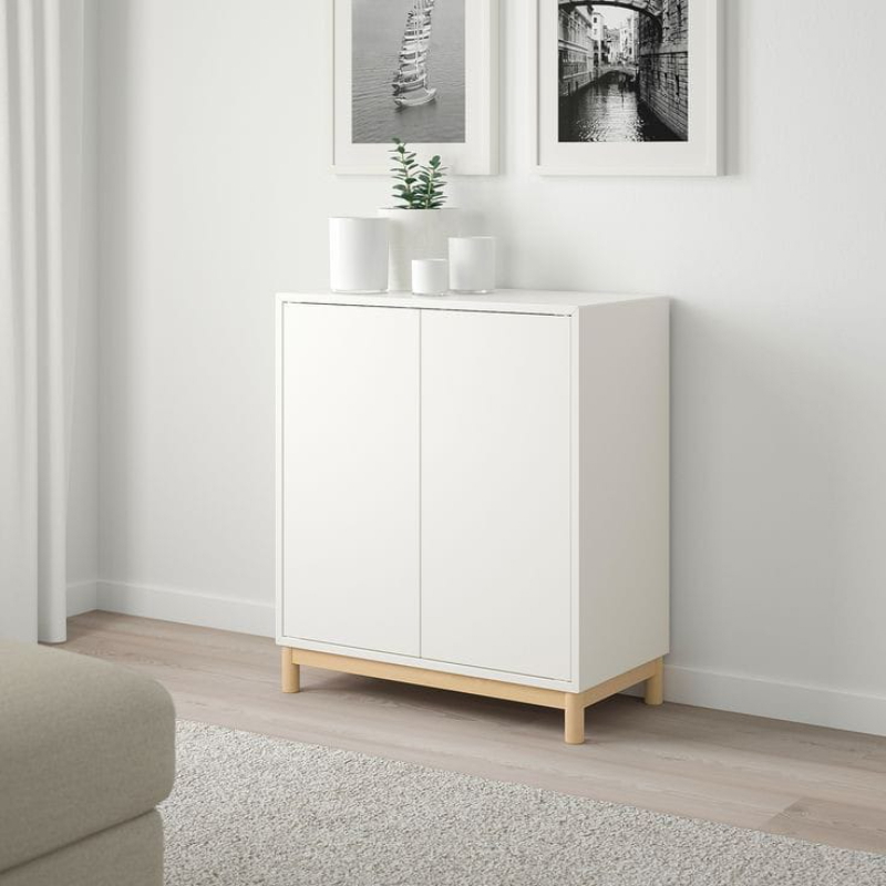 Shoe Cabinet , 80 cm, White/Wood - KM-EG167-50