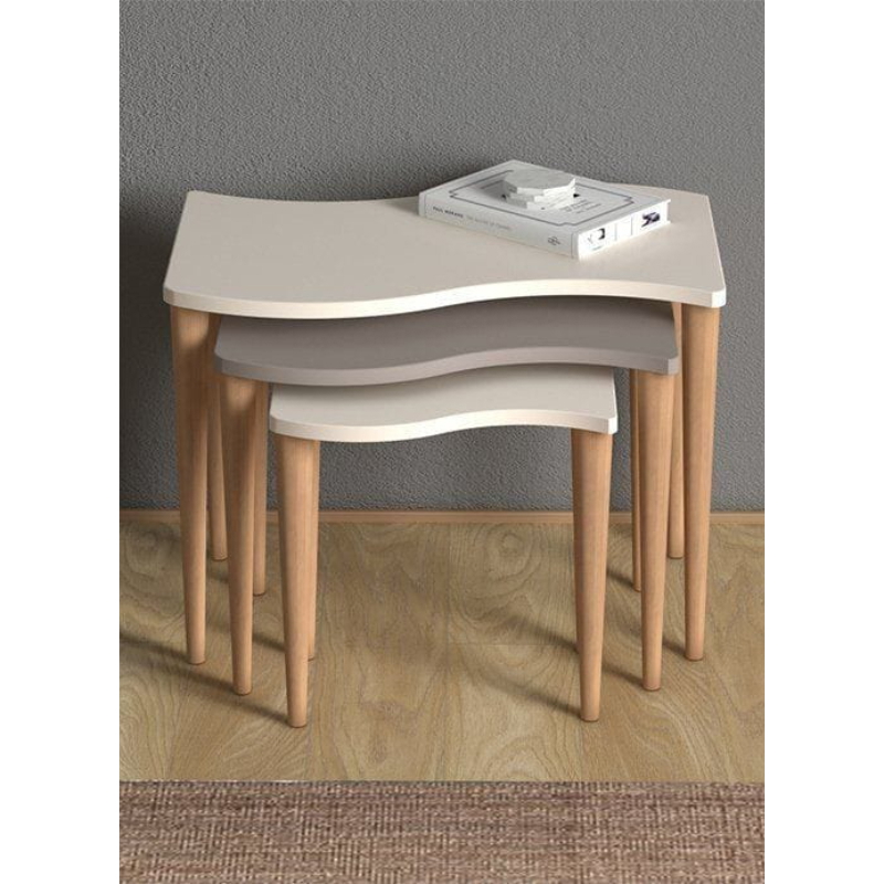 Side table, 70 cm, White/Wood - KM-EG167-72