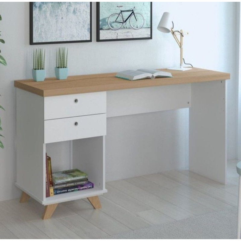 مكتب, 120 سم, ابيض/خشبي - KM-EG167-78