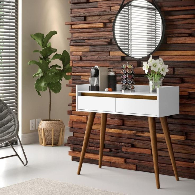 ركن قهوه, 100 سم, ابيض/خشبي - KM-EG167-85