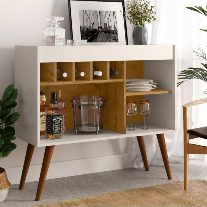 Coffee corner, 100 cm, White/Wood - KM-EG167-86