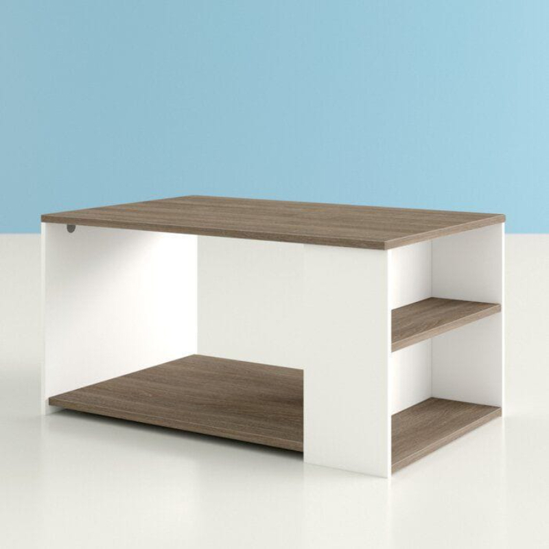 coffee table, 90 cm, White/Wood - KM-EG167-96