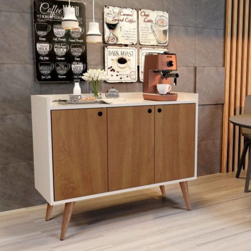 ركن قهوه, 120 سم, ابيض/خشبي - KM-EG167-106