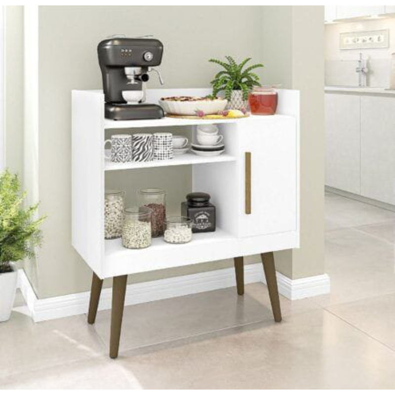 ركن قهوه, 80 سم, ابيض/خشبي - KM-EG167-108