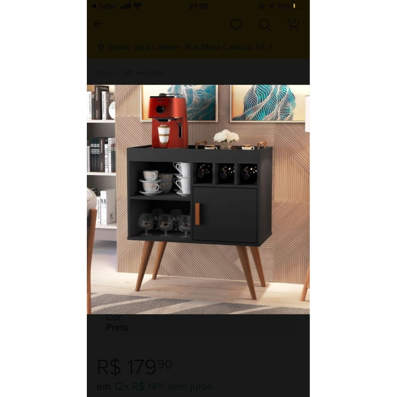 ركن قهوه, 80 سم, اسود/خشبي - KM-EG167-109