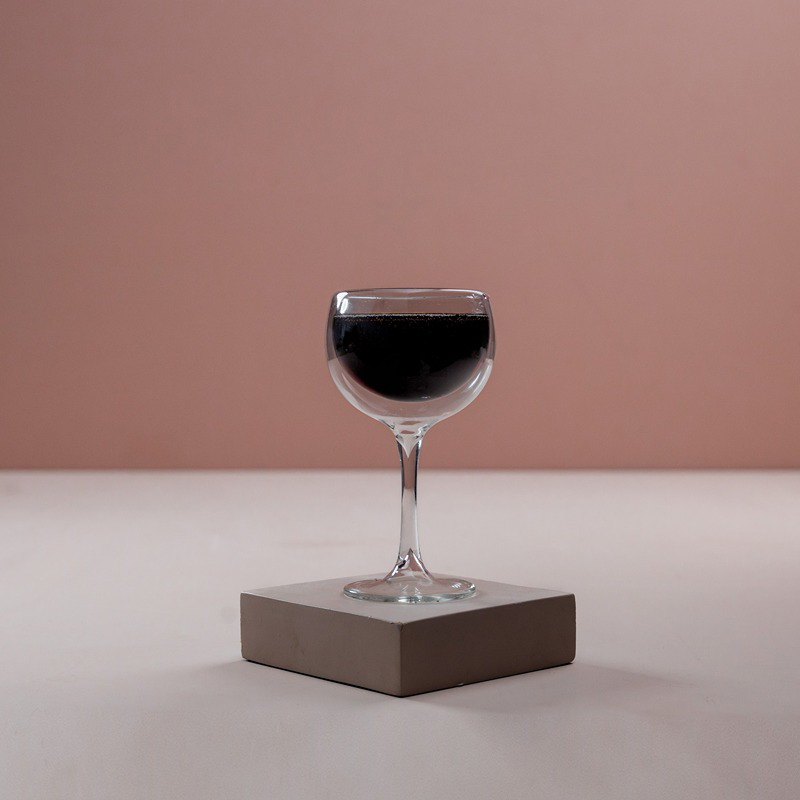 Crystal Double Beverage Glass, 150 ml, Transparent - KM-EG55-332