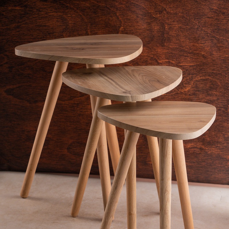 Trio Harmony Side Tables Set, 3 Pcs, Wood - KM-EG55-355