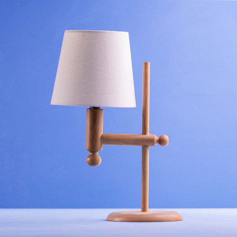 Desk Lamp, 25 cm, White/Wood - KM-EG55-369