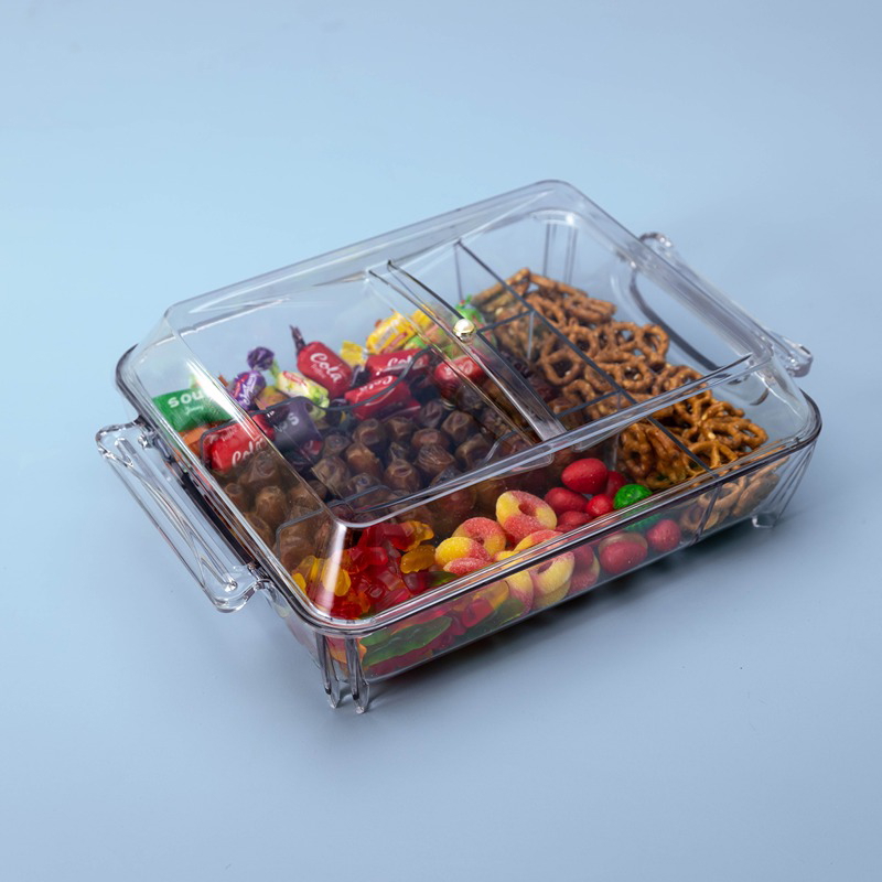 AcryLid Serving Tray With Lid, 30 × 25 cm , Transparent - KM-EG55-424
