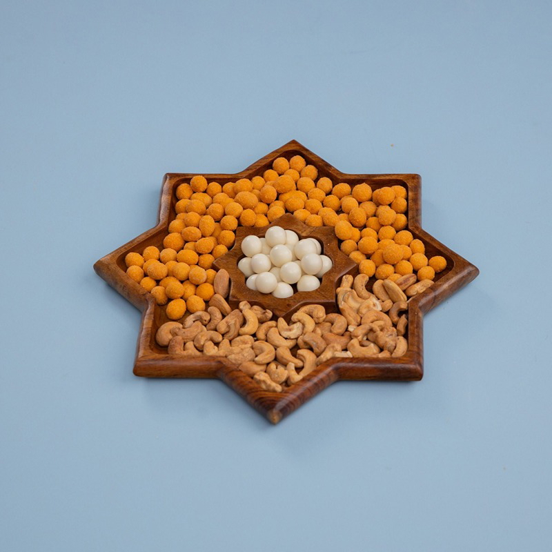 طبق تسالي نجمة, 28 × 28 سم, بني - KM-EG55-430