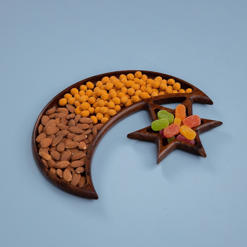 طبق تسالي هلالي, 30 × 28 سم, بني - KM-EG55-431