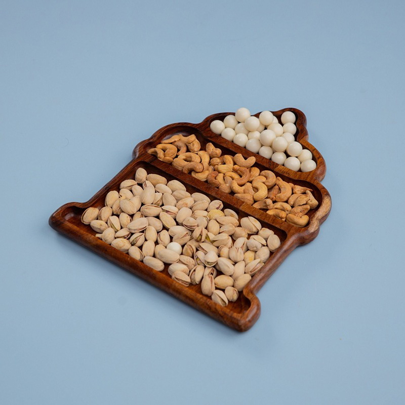 طبق تسالي فانوس, 28 × 22 سم, بني - KM-EG55-438