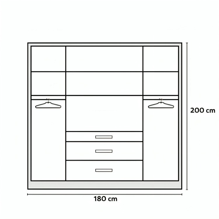 Wardrobe, 180 cm, Wood/Beige - KM-EG80-114