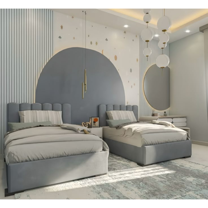 Two children's beds, 2 pcs, Light blue - KM-EG155-26