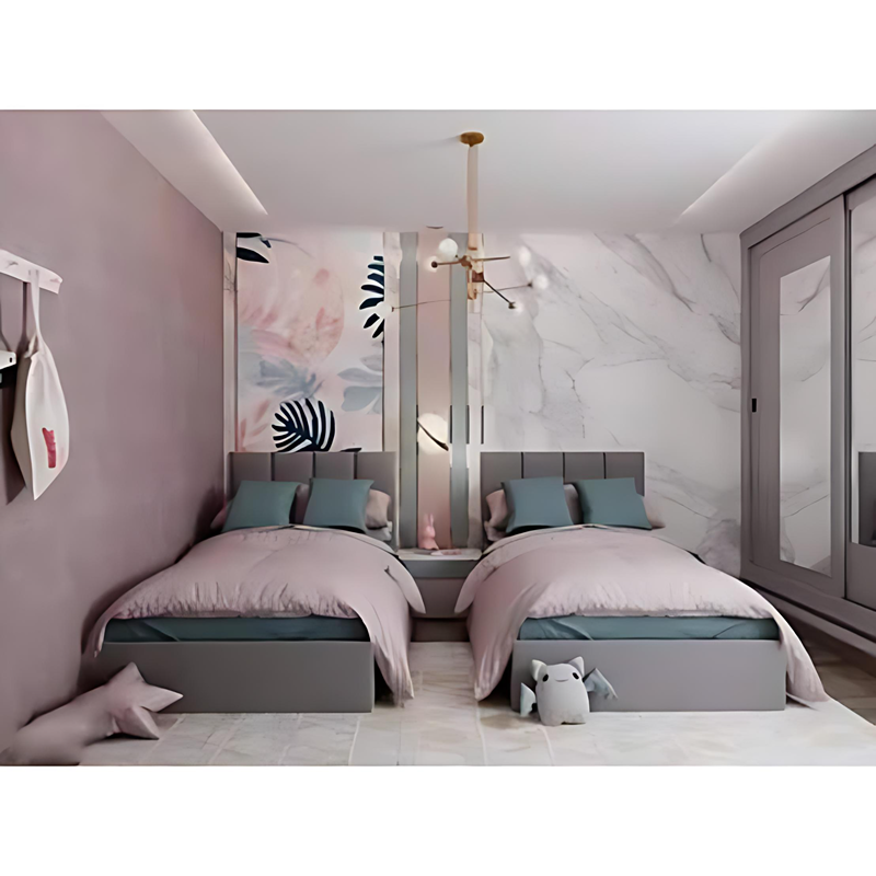 Bed, 2 Pcs, Grey - KM-EG171-21