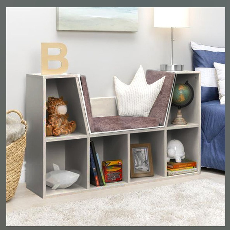 Children's library chair, 120 cm, Gray / beige  - KM-EG114-44