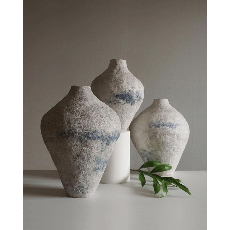 طقم فازات فخارية, 3 قطع, رمادي/أزرق - KM-EG172-08