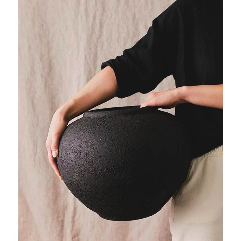 Pottery Vase, 25 cm, Black - KM-EG172-11