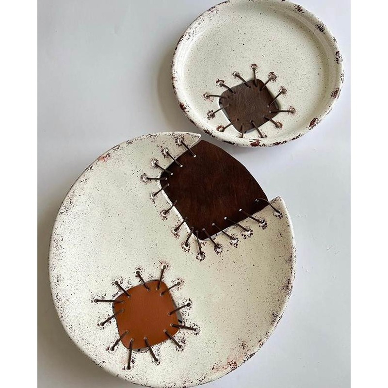 طقم أطباق فخارية, 2 قطع, بني/بيج - KM-EG172-12