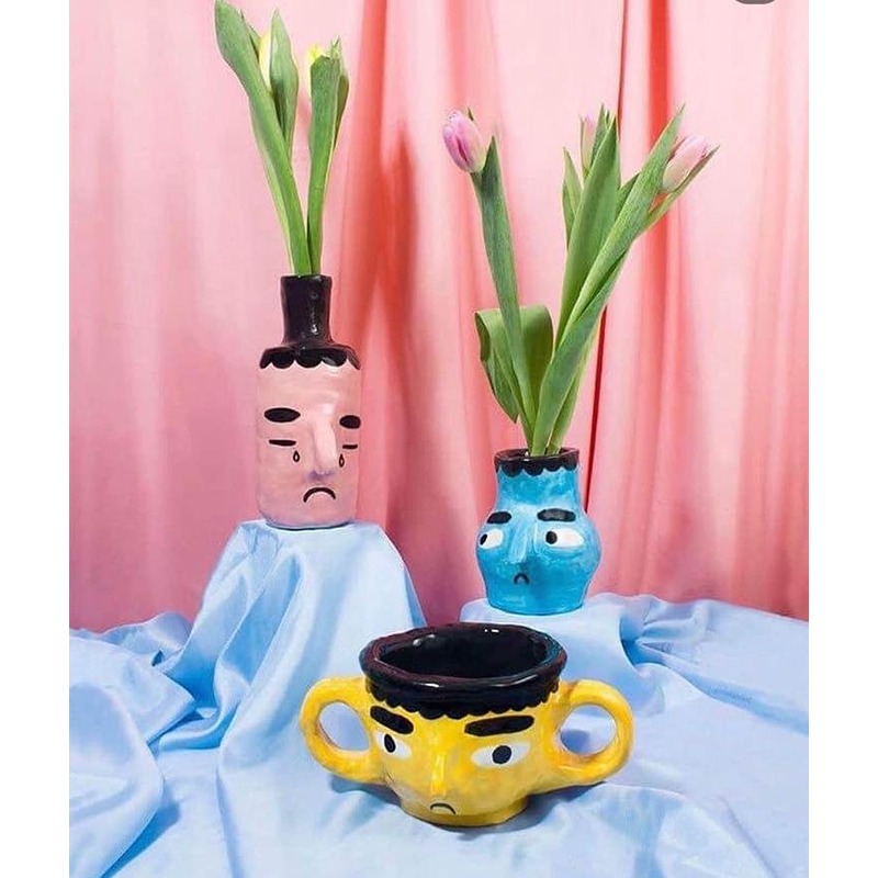 Pottery Vases Set, 3 Pcs, Multi-Colors - KM-EG172-13