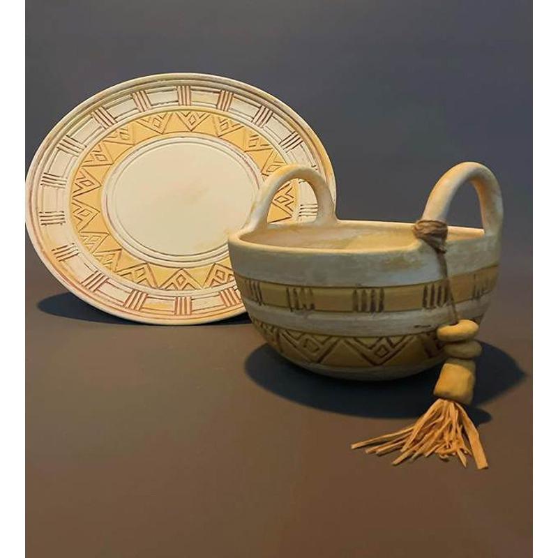 طقم ديكور فخاري, قطعتين, بيج/أصفر - KM-EG172-21