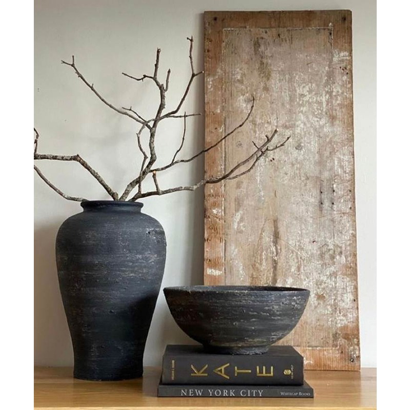 فازة فخارية, 2 قطع, أسود - KM-EG172-26