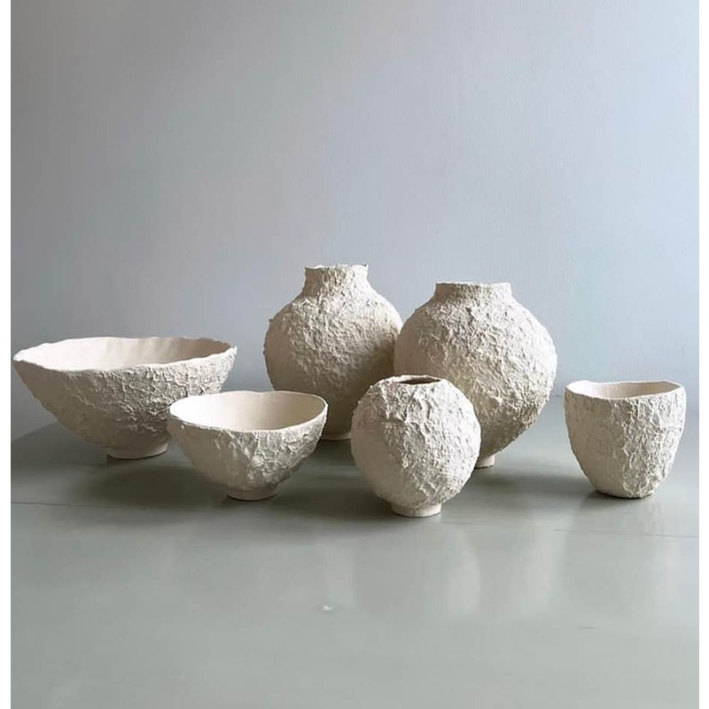 فازة فخارية, 6 قطع, أوف وايت - KM-EG172-31