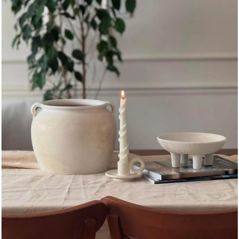 فازة فخارية, 15 سم, أوف وايت - KM-EG172-34