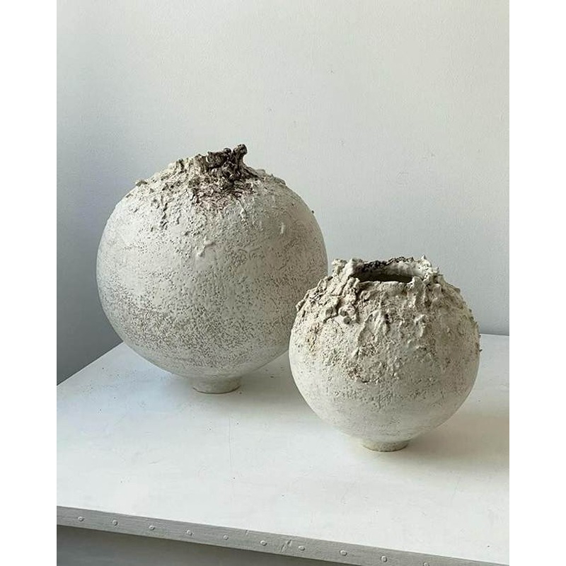 فازة فخارية, قطعتين, رمادي فاتح - KM-EG172-35