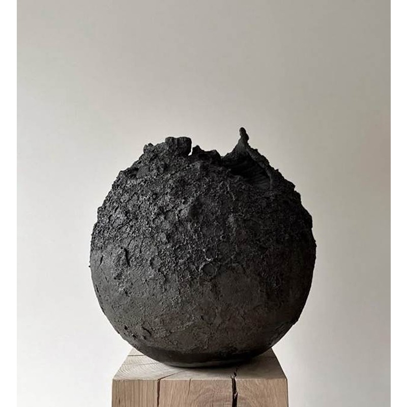 فازة فخارية, 25 سم, أسود - KM-EG172-36