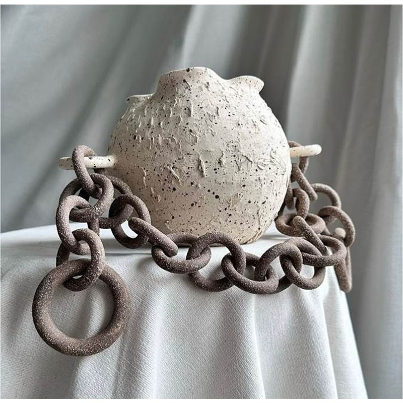 فازة فخارية, 25 سم, أوف وايت - KM-EG172-38